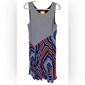 Maeve Asymmetrical Dress in Navy and Orange